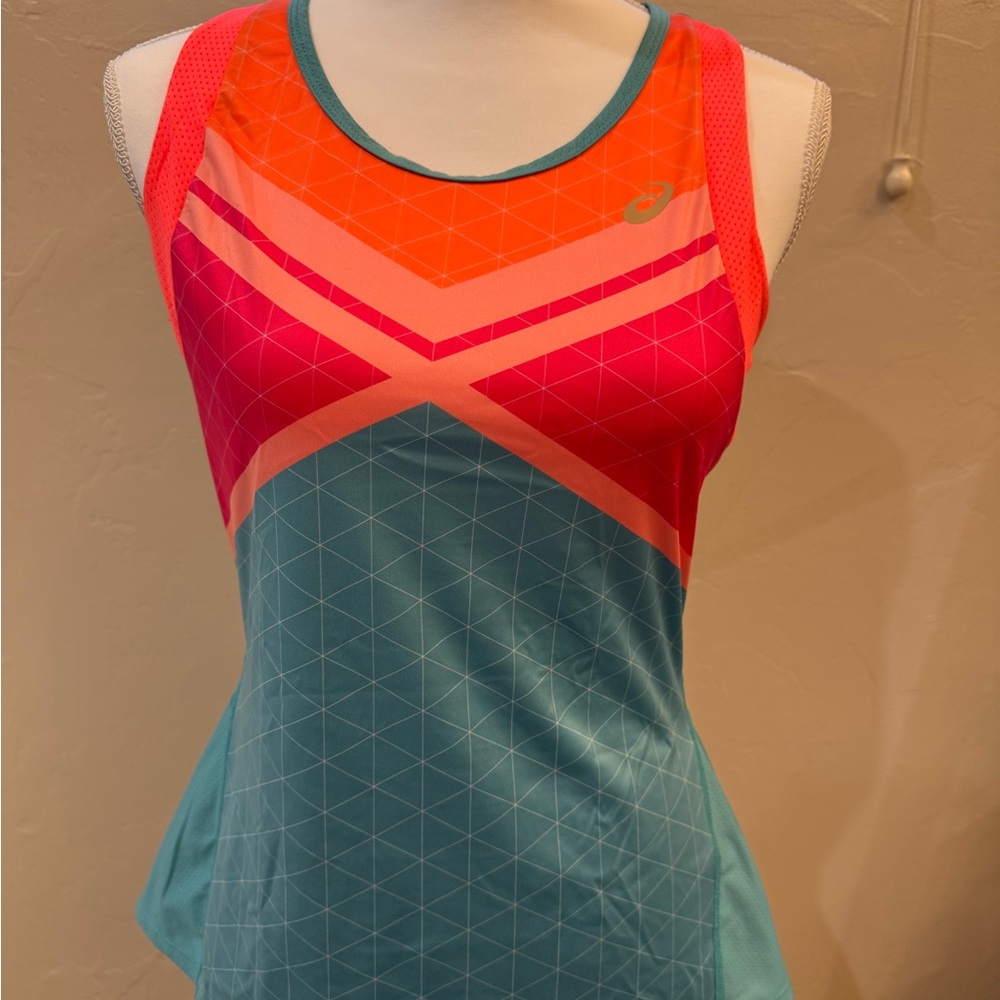 Asics Women's Vibrant Red and Green Tank Top